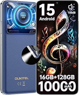 OUKITEL C60 10000mAh Large Battery Mobile Phones(298g) - Newest Android 15 Phone, 120LM Flashlight,16GB RAM+128GB ROM+1TB,6.88" HD+ Large Screen,4G Dual,5G WiFi/Fingerprint/Face ID/GPS(Blue)