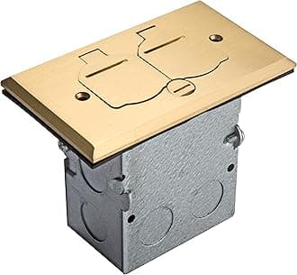 ENERLITES Flip Lid Cover Floor Box kit, 5” x 2.87” 1-Gang Cover, 20A Tamper-Weather Resistant Receptacle Outlets, Watertight Gasket, Corrosive Resistant Hardware, 975507-C, Brass (705507-C)