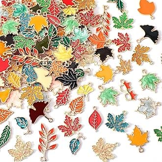 MARFOREVER Maple Leaf Charm, 120Pcs Fall Leaf Charms for Jewelry Making, Thanksgiving Day Charms Autumn Enamel Pendant for DIY Bracelet Necklace Earrings Crafts Gifts for Women Girls