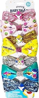 LUV HER Baby Shark Kids Hair Bows - Hair Accessories Gift Set - 7 Pcs 4 Inch Bundle - Hair Bows for Girls - Different character on each clip - Alligator Clip - Ages 3 +