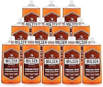 Milsek Furniture Polish and Wood Cleaner with Orange Oil - Multipurpose Cleaning Supplies for Home and Household from Hardwood Floors to Kitchen Cabinets- 12 Fl Oz (Pack of 12)