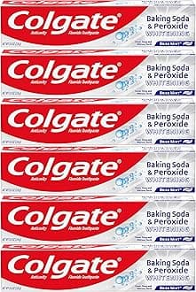 Colgate Peroxide and Baking Soda Toothpaste with Fluoride for Teeth Whitening and Stain Removal, Brisk Mint - 8 ounce (6 Pack)