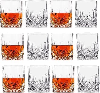 LEMONSODA Crystal Cut Old Fashioned Whiskey Glasses - 10oz Ultra-Clear Premium Lead-Free Crystal Glass Tumbler For Drinking Bourbon, Scotch, Cognac, Cocktails (Set of 12) [2090]