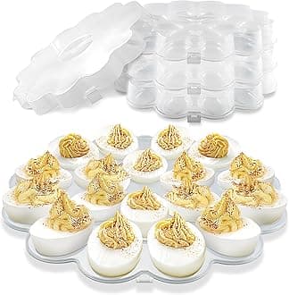 Shop Square Egg Carrier with Lid - 18 Slot Tray for Party, Easter, Thanksgiving - Reusable Egg Platter with Secure Lid (3 Pack)