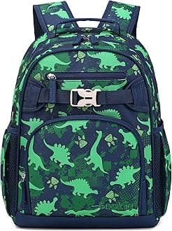 Cute Dinosaur Backpack for School Bookbag Kids Kindergarten Elementary Backpacks for Boys ages 6-8-10 (Green Dinosaur)