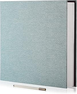 Photo Album Self Adhesive 3x5 4x6 5x7 6x8 8x10 8.5x11 11x10.6 Magnetic Scrapbook Album Length 11x10.6 Inch 40 Pages Linen Cover DIY Photo Album with A Metallic Pen, DIY Accessories(Green)