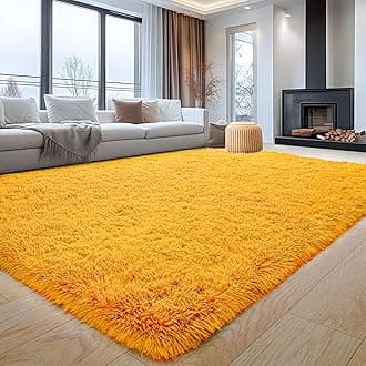 Aspire Homeware Rugs Living Room Large 200x290 Cm - Fluffy Area Rug - Modern Shaggy Rugs for Bedroom Super Soft Non Slip Thick Pile, Ochre