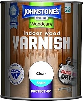 Johnstone's309301 Woodcare Indoor Wood Varnish, Clear Satin, 750 ml