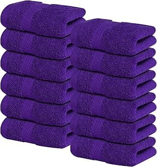 Infinitee Xclusives Luxury Wash Cloths for Showering [13x13] – 100% Cotton Washcloths [Pack of 12], Soft and Absorbent Face Towels for Bathroom Wash Clothes, Gym, and Spa (Profound Purple)