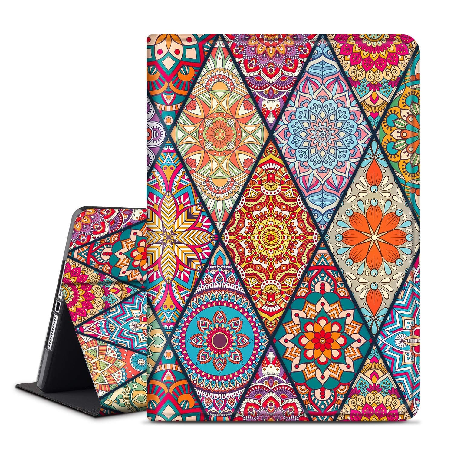 ANERIMST Case for iPad 9th/8th/7th Generation, Compatible with iPad 10.2 inch 2021 2020 2019, Multi-Angle Viewing, Soft TPU Back, Auto Sleep/Wake, Protective Smart Cover for Women Girls (Mandala 1)