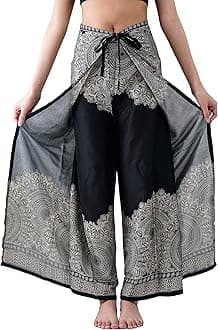 B BANGKOK PANTSWomen's Boho Palazzo Pants Wide Leg Yoga Wrap Tie Up Waist