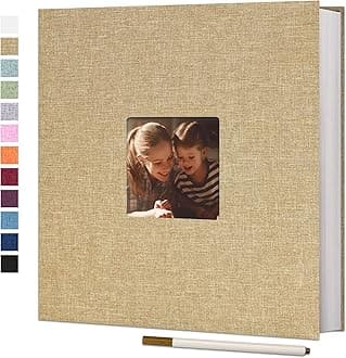 Vienrose Large Photo Album Self Adhesive for 4x6 8x10 Pictures Scrapbook Album DIY 40 Blank Pages with A Metallic Pen