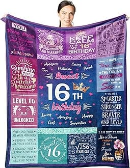Sweet 16 Gifts for Girls - 16th Birthday Gifts for Girls - 16 Year Old 50"x40" Blanket for Birthday - Gifts for 16 Year Old Girl - 16th Birthday Gift Ideas - Sweet Sixteen Birthday Decorations