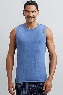 9930 Men's Super Combed Cotton Rib Solid Slim Fit Round Neck Muscle Vest