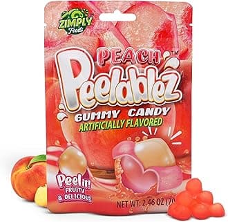 Peelable Peach Gummies Pack of 3 - Reseable 2.46 Oz Each, 4D Gummies, Peach Peeling Candy, Peelable Gummy Layered for Delicious Fruity Snack - Peelable Candy