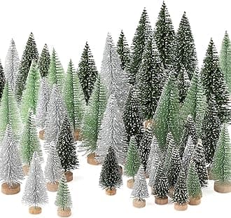 30Pcs Christmas Decorations Mini Christmas Trees, Artificial Christmas Tree Bottle Brush Trees with Wooden Base for Christmas Decor Christmas Party Home Table Craft