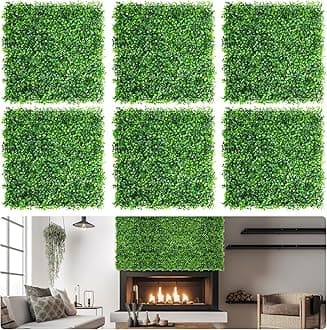 Aboofx Artificial Grass Wall Panels, 16 Pack 20x20in Green Wall Decor Greenery Wall Boxwood Panels with 100 Zip Ties for Garden Fence Privacy, Greenery Wall Decoration(44.44 SQ Feet)
