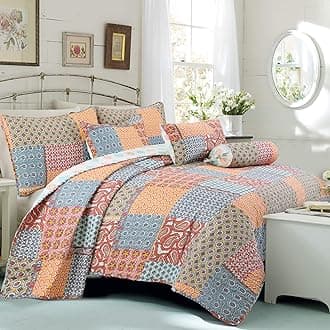 Cozy Line Home Fashions Reversible Quilt Bedding Set, Bedspread, Coverlet, 1 Quilt and 2 Pillow Shams (Antique Chic, King - 3 Piece)