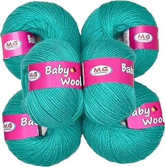 100% Acrylic Wool Light Teal (10 pc) Baby Soft 4 ply Wool Ball Hand Knitting Wool/Art Craft Soft Crochet Hook Yarn, Needle Knitting Yarn Thread Dye O Z A BB