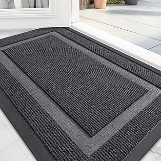 OLANLY Front Door Mat Indoor Outdoor Entrance, Waterproof All-Season, All-Weather Doormat, Sturdy Natural Rubber, Fade Resistant, Low Profile, Easy Clean Patio Porch Entryway Mat, 71x36, Grey