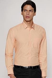 Peter England Men's Everday Regular Fit Solid Shirt | Cotton Rich | 5-Pin Pocketing