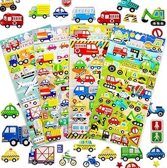 FunBlast 3D PVC Cute Mix Stickers – 150 Pcs Self Adhesive Puffy Sticker's Including Cars, Trains, Airplanes, Fire Trucks Sticker's for Scrap Booking, Decoration, Project Work for Kids (Random Design)