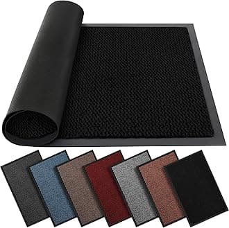BLADO Washable Door Mats Indoor & Outdoor - Non-Slippery Heavy Duty - Stylish & Large Rubber - Perfect Dust Grabbing Doormats (Black, 40cm x 60cm)