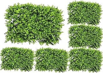 HOME ELEMENTS 6 Pcs Artificial Boxwood Hedge Wall Panels, Grass Panels, UV Protected Faux Green Grass Backdrop for Interior Wall Indoor Home Outdoor Fence Garden Backyard Decor (70x50cm)