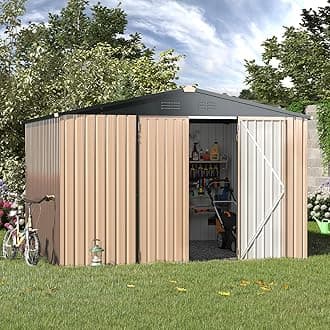 U-MAX 8' x 10' Metal Storage Shed for Outdoor, Yard Steel Shed with Design of Lockable Doors, Utility and Tool Storage for Patio, Garden, Backyard, Outside use