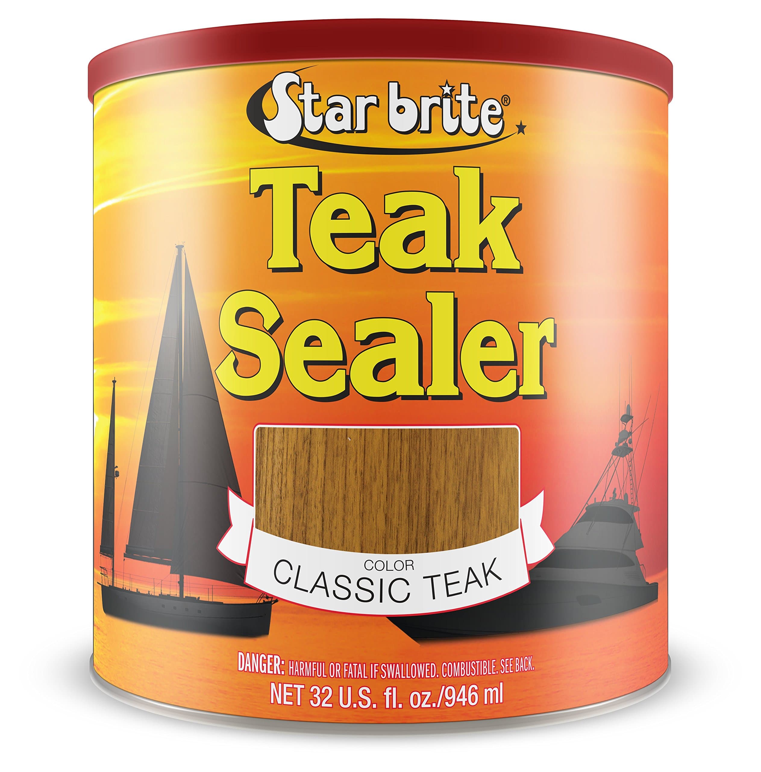 Teak Sealer - No Drip, No Splash Formula - One-Coat, Durable Protection for All Fine Woods - Perfect for Outdoor Furniture & Marine Use - Classic Teak 32 OZ (088032)