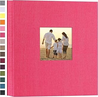 potricher Linen Hardcover Photo Album 4x6 1000 Photos Large Capacity for Family Wedding Anniversary Baby Vacation (Rose Red, 1000 Pockets)