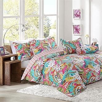 Cozy Line Home Fashions Gorgeous Paisley Floral Bloom Reversible Quilt Bedding Set, Bedspread Coverlet Lightweight for All Seasons (Flourish, Queen - 3 Piece)