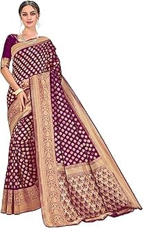 Women's Kanchipuram Art Silk Saree With Blouse Piece, Wine, One size, Wine, One Size