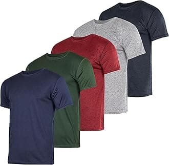 Real Essentials5 Pack: Men’s Dry-Fit Moisture Wicking Active Athletic Performance Crew T-Shirt