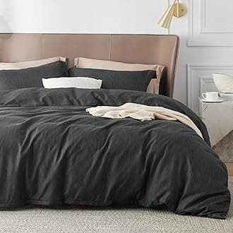 BedsureBlack Duvet Cover Queen Size - Super Soft Cationic Dyed Duvet Cover for Kids with Zipper Closure, 3 Pieces, No Comforter(Queen, 90"x90")