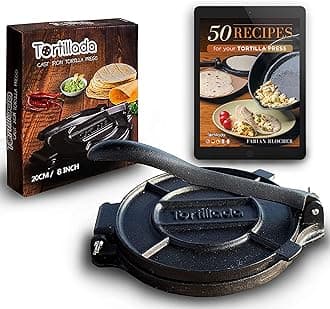 Tortillada – Premium Cast Iron Tortilla Press with Recipes E-Book (20 cm)