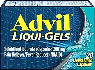 Advil Liqui-Gels Pain Reliever and Fever Reducer, Pain Medicine for Adults with Ibuprofen 200mg for Headache, Backache, Menstrual Pain and Joint Pain Relief - 20 Liquid Filled Capsules