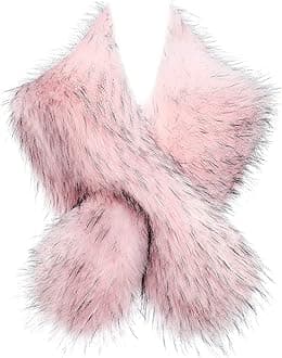 Womens Faux Fur Collar Shawl Faux Fur Scarf Wrap Evening Cape for Winter Womens Coat