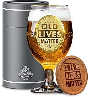 Old Lives Matter Retirement Gifts for Men and Women Beer Glass Birthday Uncle Grandpa Dads Older Women 60th Grandma