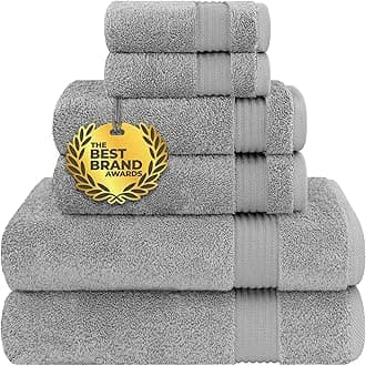 Cotton Paradise Hotel & Spa Quality, Absorbent & Soft Decorative Kitchen & Bathroom Sets, Turkish 6 Piece Towel Set, Includes 2 Bath Towels, 2 Hand Towels, 2 Washcloths - Light Grey