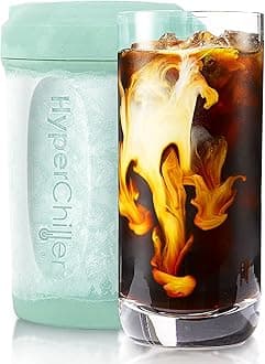 HyperChiller HC2M Patented Iced Coffee/Beverage Cooler, New, Improved,Stronger and More Durable! Ready in One Minute, Reusable for Iced Tea, Wine, Spirits, Alcohol, Juice, 12.5 Oz, Mint Blue
