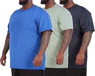 Real Essentials 3 Pack: Men’s Big & Tall Short Sleeve Dry Fit Crew Neck T-Shirt - Gym Workout Athletic Running Tee (3XT-5XT)