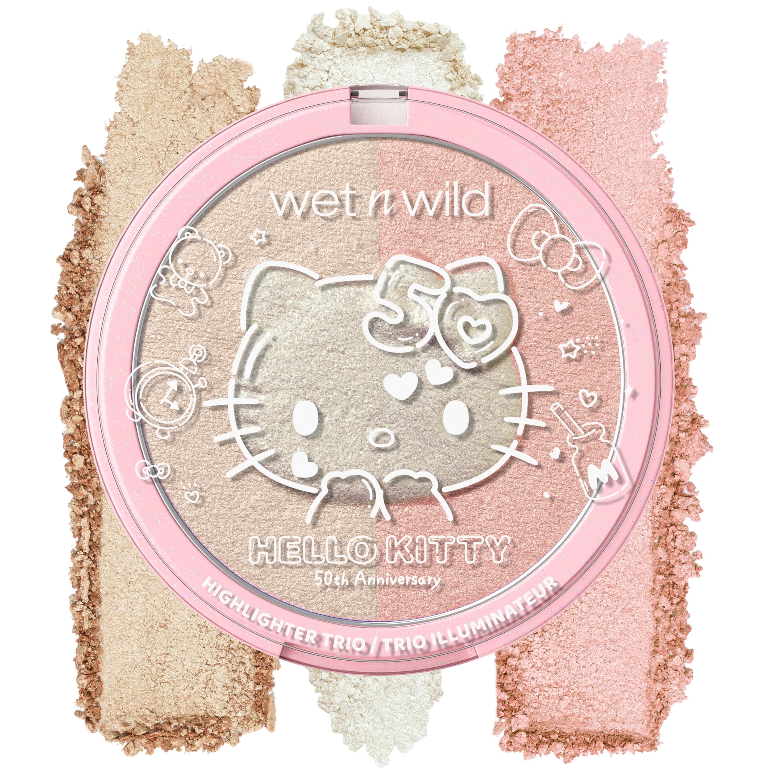 wet n wild Hello Kitty Highlighter Trio, Multi-Dimensional Glow with Iridescent Pearls, Silky-Smooth Buildable & Blendable Formula, Cruelty-Free & Vegan - Forever Star