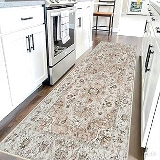 Washable Hallway Runner Rug 2x6: Non Slip Runner Rugs with Rubber Backing Soft Kitchen Rug Farmhouse Distressed Carpet Runner for Living Room Bedroom Bathroom (Beige, 2X6)
