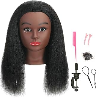 100% Human Hair Mannequin Head with Stand for Hairdresser Practice Manikin Cosmetology Doll Training Head Braiding Styling
