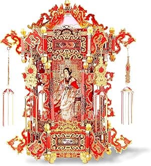 Piececool 3D Puzzles for Adults, Palace Lantern DIY 3D Metal Models Kit,Chinese Traditional Culture 3D Models Puzzle Hobbies for Men, Great Christmas Birthday Gifts-257 Pcs