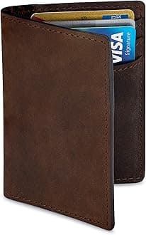 Slim Leather Credit Card Holder Wallet for Men | Full-Grain Leather, RFID Blocking, 6 Card Slots | Chestnut Brown