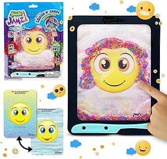 Sky Castle DoodleJamz JellyPics - Sensory Drawing Pads Filled with Non-Toxic Squishy Beads and Gel – Includes Stylus, Removable 2-Sided Emoji Backer Card (Blue, Pink, Orange Beads)