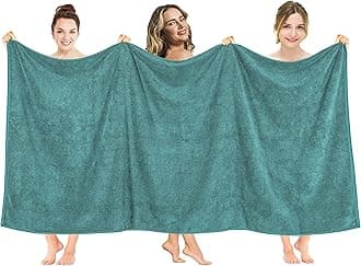 American Soft Linen 100% Cotton 600 GSM Turkish 40x80 Oversized Bath Towel Sheet, Extra Large Adult Towels for Bathroom, Teal Bath Sheet