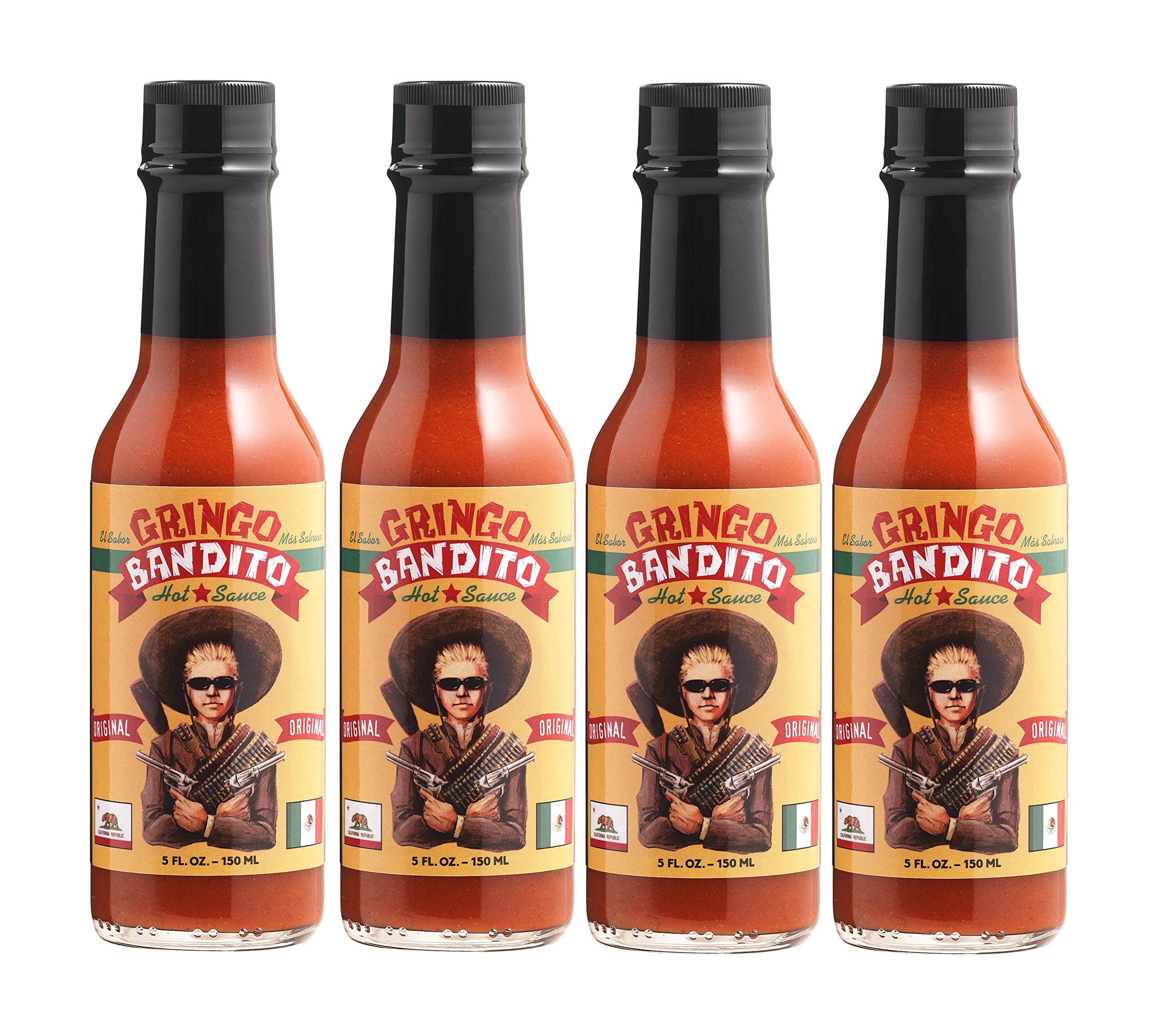 Gringo Bandito Hot Sauce, Original Red, 5 Ounce (Pack of 4)